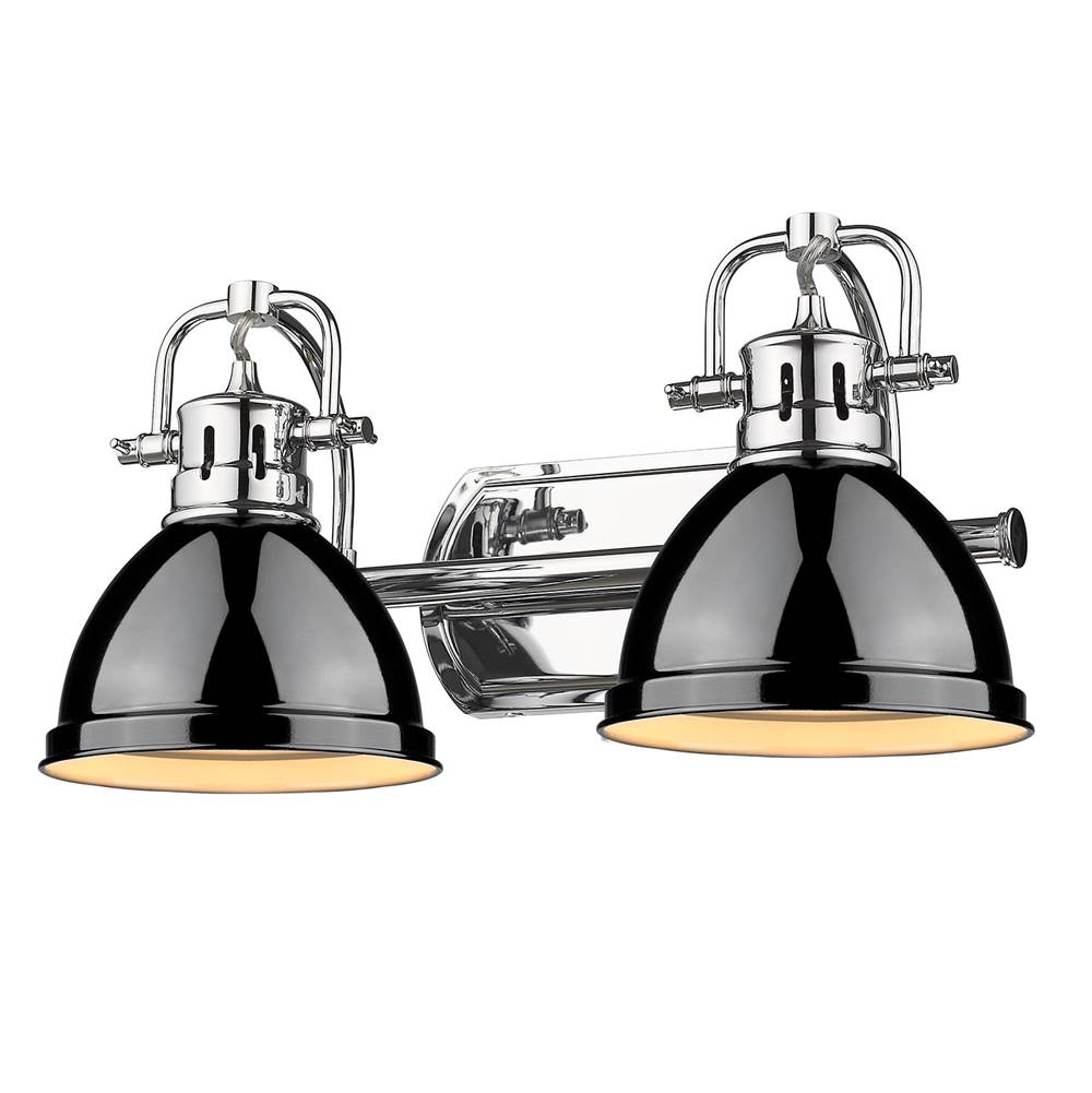 Golden Lighting Duncan Yep By Golden Lighting Duncan 2-light Vanity In Aged Brass And Black Shade