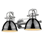 Golden Lighting Duncan Yep By Golden Lighting Duncan 2-light Vanity In Aged Brass And Black Shade