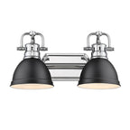 Golden Lighting Duncan Yep By Golden Lighting Duncan 2-light Vanity In Aged Brass And Matte Black Shade