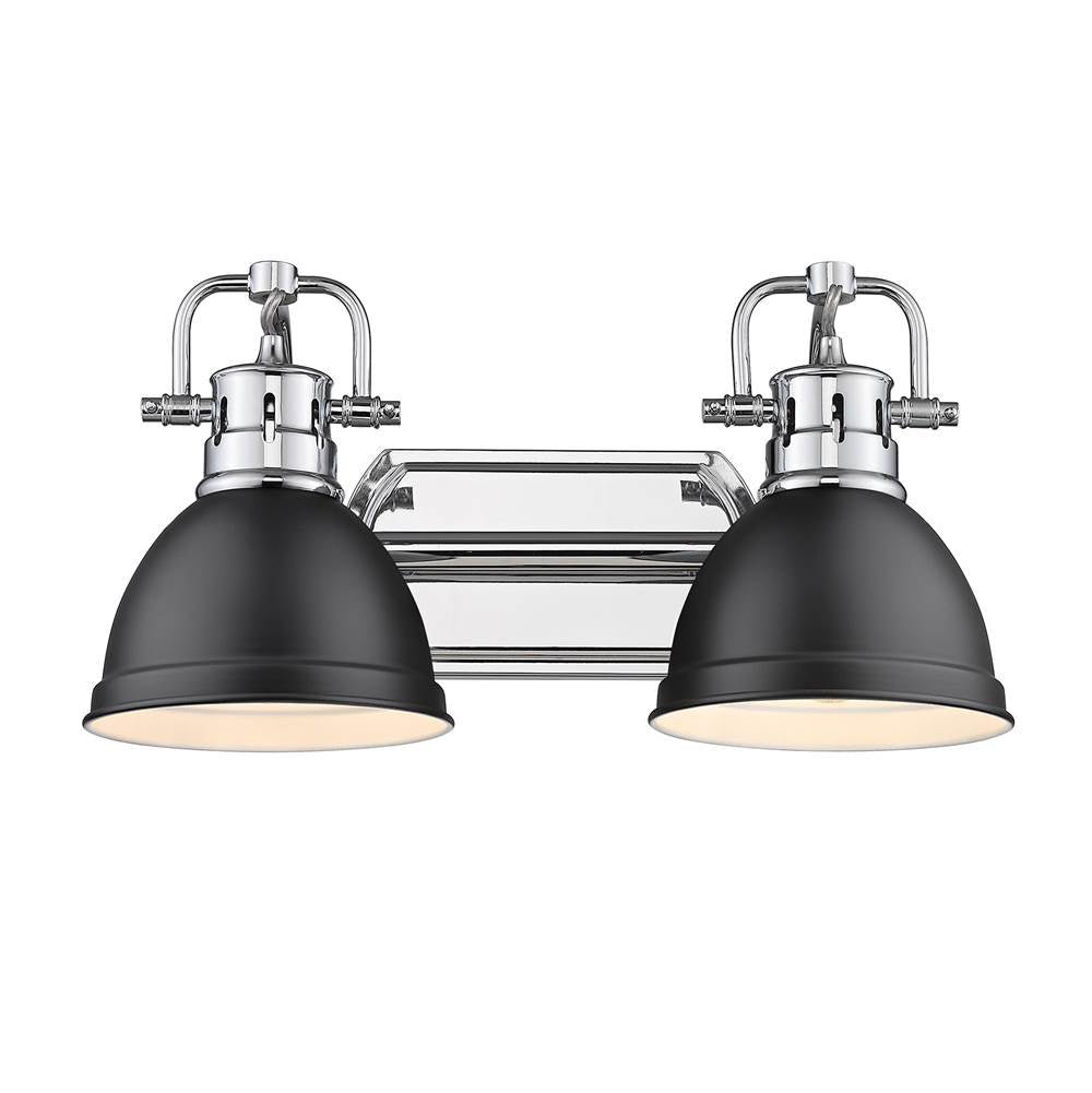 Golden Lighting Duncan Yep By Golden Lighting Duncan 2-light Vanity In Aged Brass And Matte Black Shade