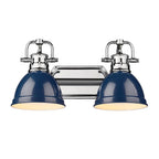 Golden Lighting Duncan Yep By Golden Lighting Duncan 2-light Vanity In Aged Brass And Navy Blue Shade