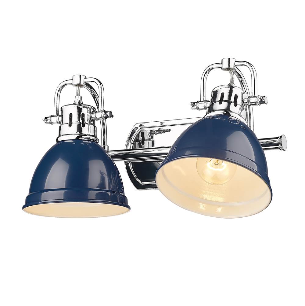 Golden Lighting 3602-BA2 CH-NVY Chrome Yep By Golden Lighting Duncan 2-light Vanity In Chrome And Navy Blue Shade Image 4