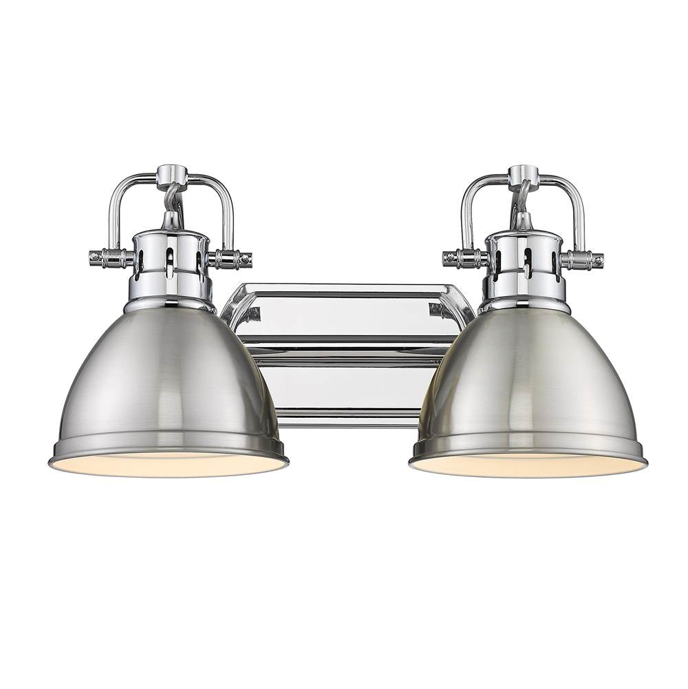 Golden Lighting Duncan Yep By Golden Lighting Duncan 2-light Vanity In Aged Brass And Pewter Shade