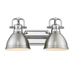 Golden Lighting Duncan Yep By Golden Lighting Duncan 2-light Vanity In Aged Brass And Pewter Shade