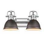 Golden Lighting Duncan Yep By Golden Lighting Duncan 2-light Vanity In Aged Brass And Rubbed Bronze Shade
