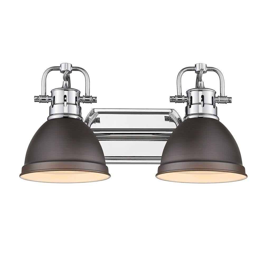 Golden Lighting Duncan Yep By Golden Lighting Duncan 2-light Vanity In Aged Brass And Rubbed Bronze Shade