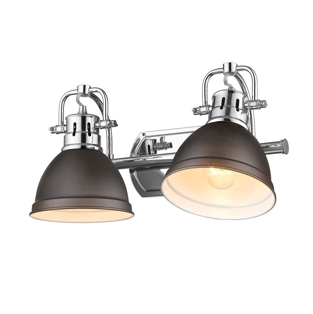 Golden Lighting 3602-BA2 CH-RBZ Chrome Yep By Golden Lighting Duncan 2-light Vanity In Chrome And Rubbed Bronze Shade Image 3