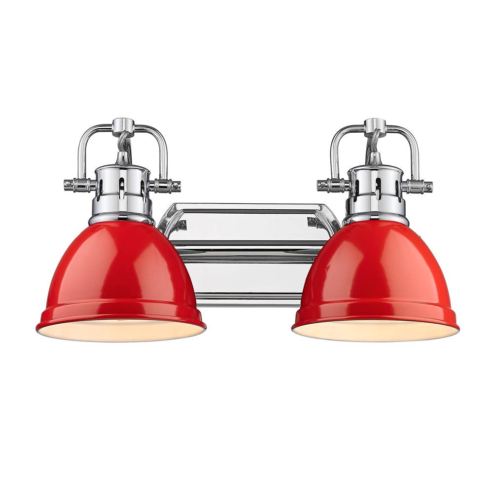 Golden Lighting Duncan Yep By Golden Lighting Duncan 2-light Vanity In Aged Brass And Red Shade