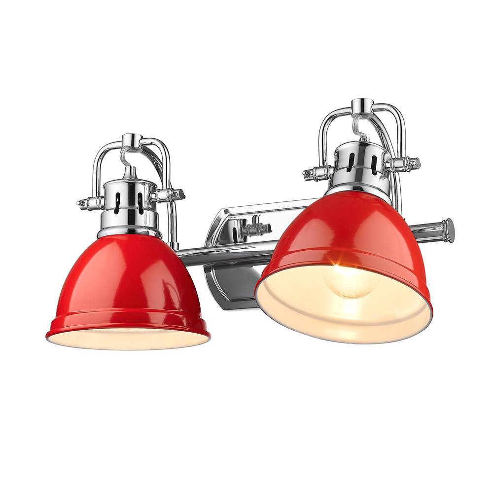 Golden Lighting 3602-BA2 CH-RD Chrome Yep By Golden Lighting Duncan 2-light Vanity In Chrome And Red Shade Image 3