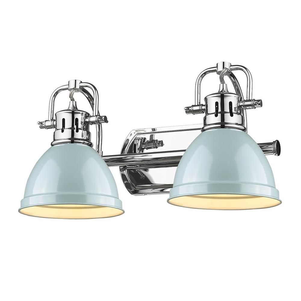 Golden Lighting Duncan Yep By Golden Lighting Duncan 2-light Vanity In Aged Brass And Seafoam Shade