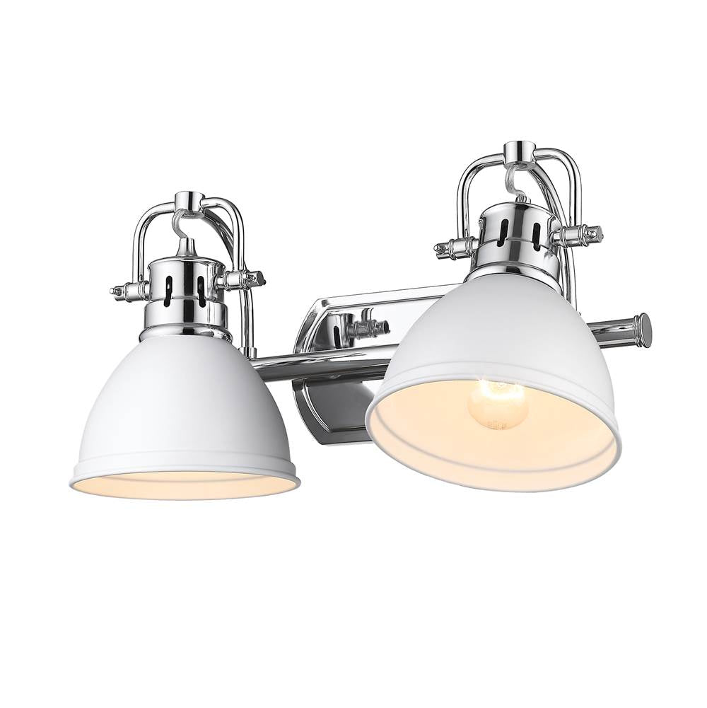 Golden Lighting 3602-BA2 CH-WHT Chrome Yep By Golden Lighting Duncan 2-light Vanity In Chrome And Matte White Shade Image 3
