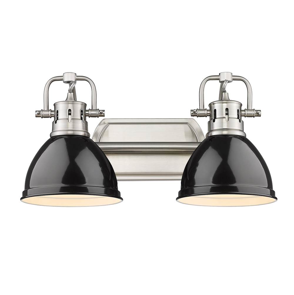 Golden Lighting Duncan Yep By Golden Lighting Duncan 2-light Vanity In Aged Brass And Black Shade