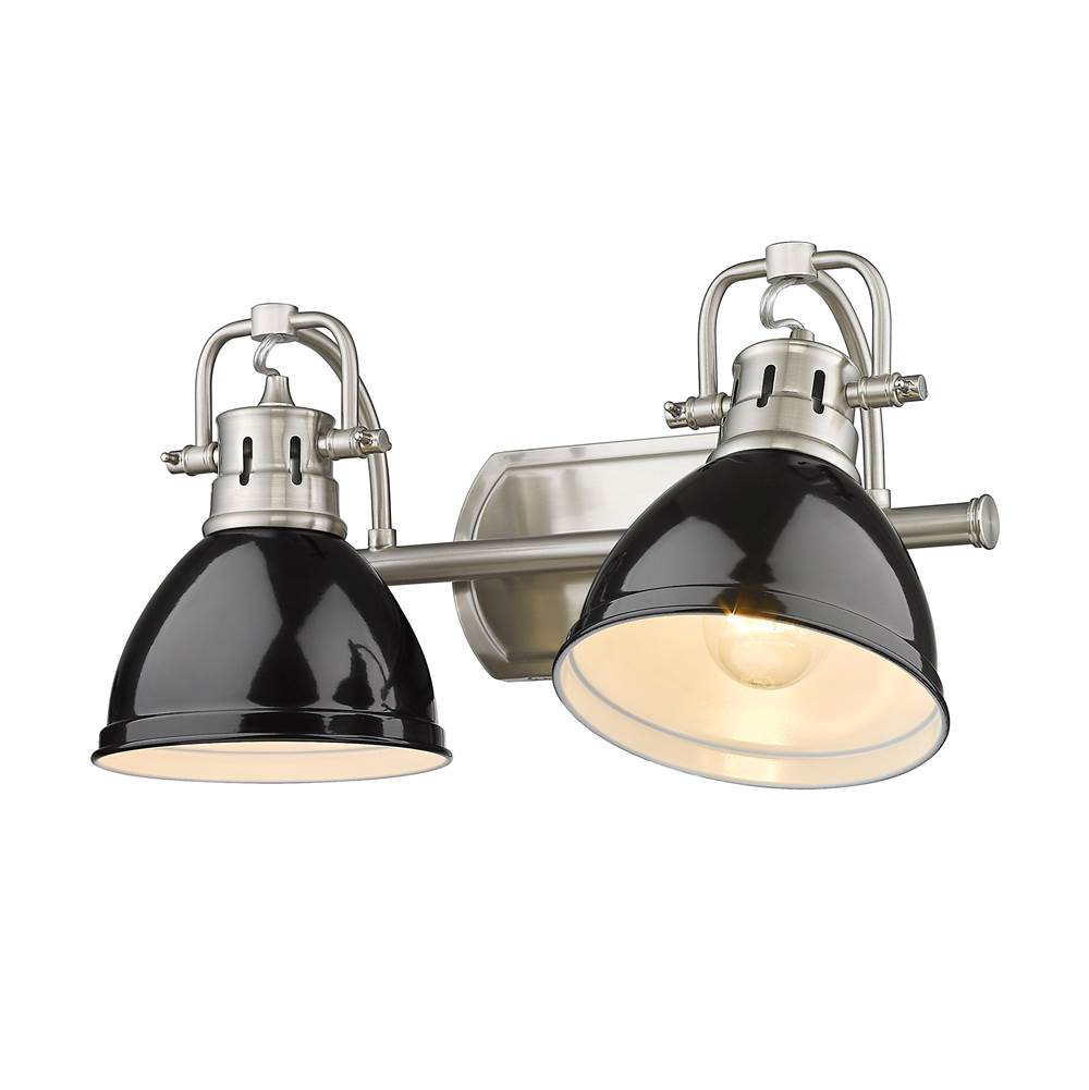 Golden Lighting 3602-BA2 PW-BK Pewter Yep By Golden Lighting Duncan 2-light Vanity In Pewter And Black Shade Image 3