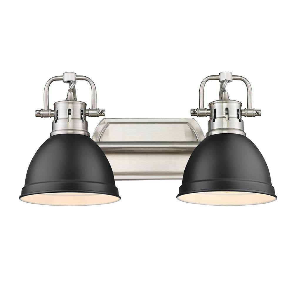 Golden Lighting Duncan Yep By Golden Lighting Duncan 2-light Vanity In Aged Brass And Matte Black Shade