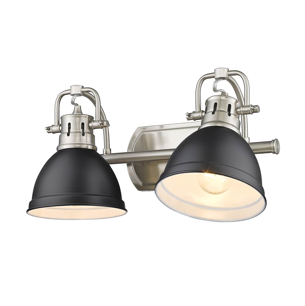 Golden Lighting 3602-BA2 PW-BLK Pewter Yep By Golden Lighting Duncan 2-light Vanity In Pewter And Matte Black Shade Image 3