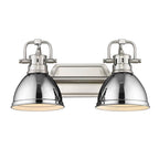 Golden Lighting Duncan Yep By Golden Lighting Duncan 2-light Vanity In Aged Brass And Chrome Shade