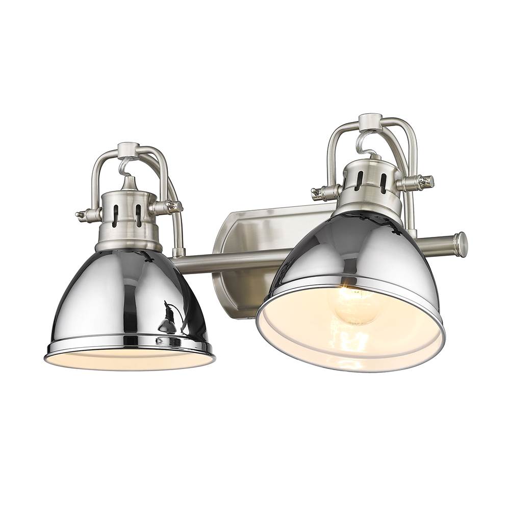 Golden Lighting 3602-BA2 PW-CH Pewter Yep By Golden Lighting Duncan 2-light Vanity In Pewter And Chrome Shade Image 3