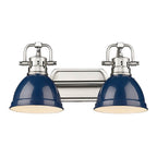 Golden Lighting Duncan Yep By Golden Lighting Duncan 2-light Vanity In Aged Brass And Navy Blue Shade