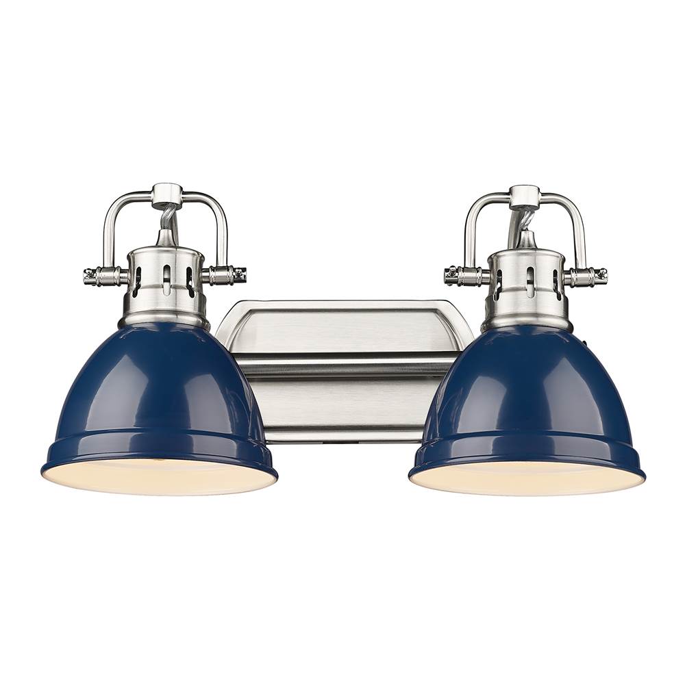 Golden Lighting Duncan Yep By Golden Lighting Duncan 2-light Vanity In Aged Brass And Navy Blue Shade
