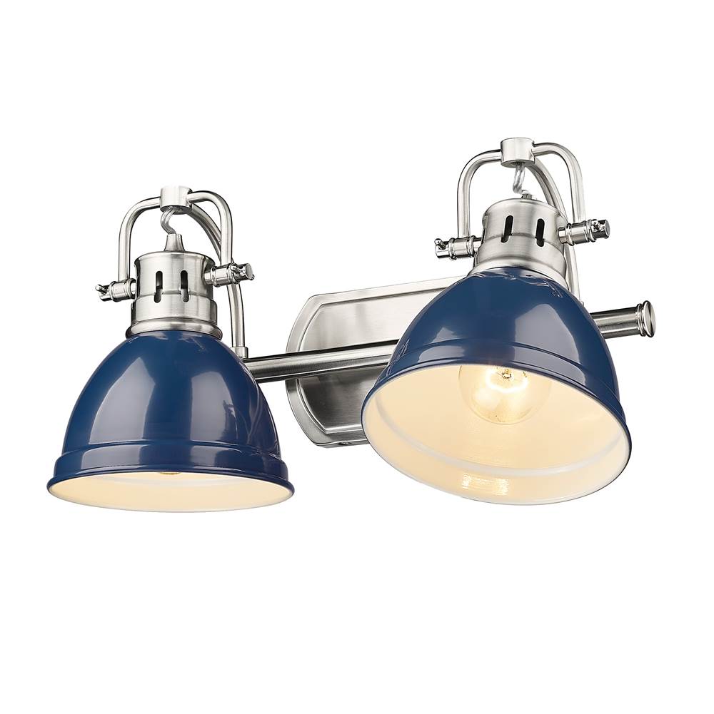 Golden Lighting 3602-BA2 PW-NVY Pewter Yep By Golden Lighting Duncan 2-light Vanity In Pewter And Navy Blue Shade Image 4