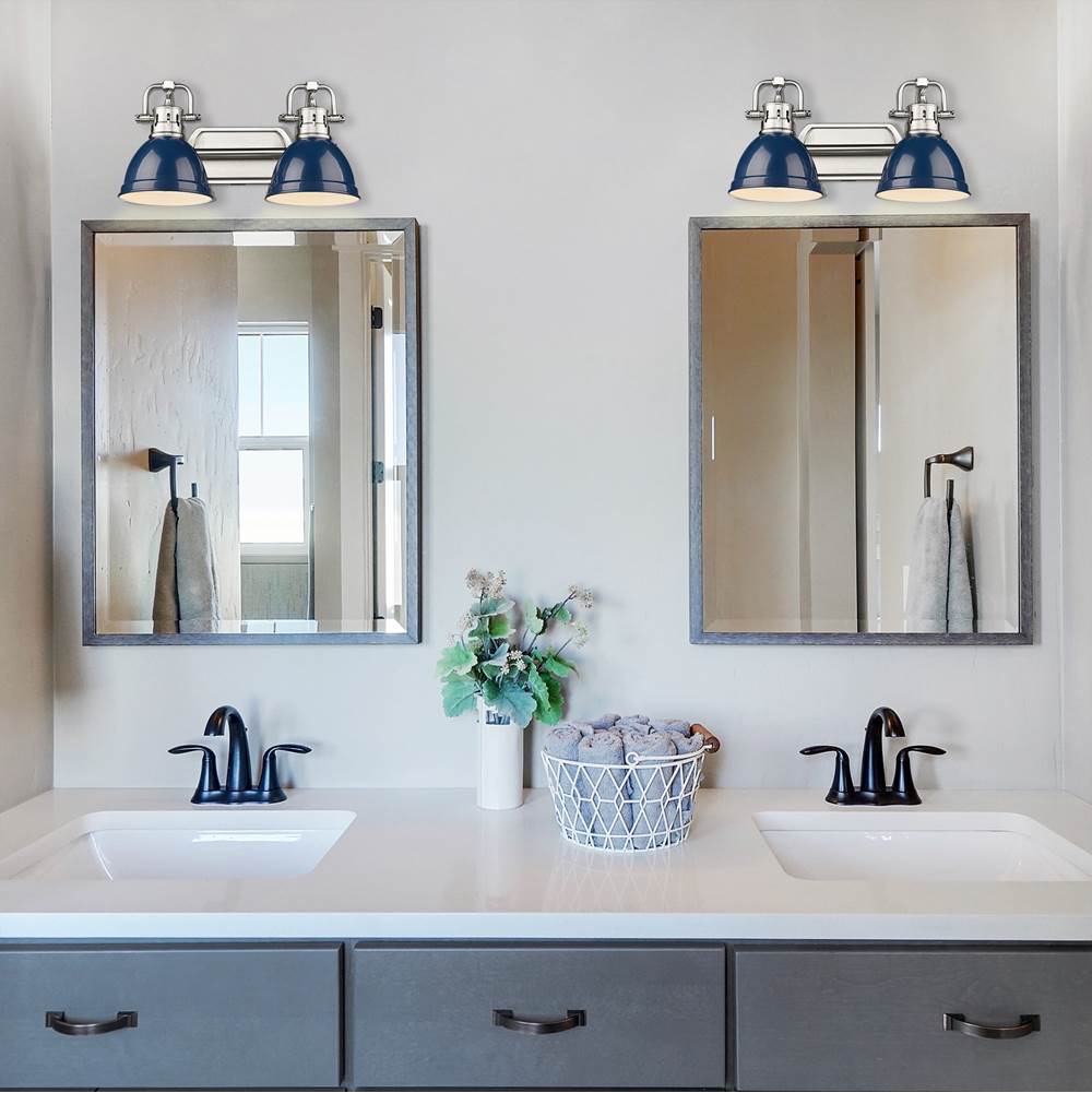 Golden Lighting 3602-BA2 PW-NVY Pewter Yep By Golden Lighting Duncan 2-light Vanity In Pewter And Navy Blue Shade Image 3
