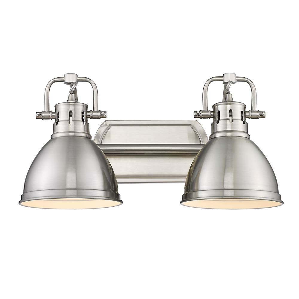 Golden Lighting Duncan Yep By Golden Lighting Duncan 2-light Vanity In Aged Brass And Pewter Shade