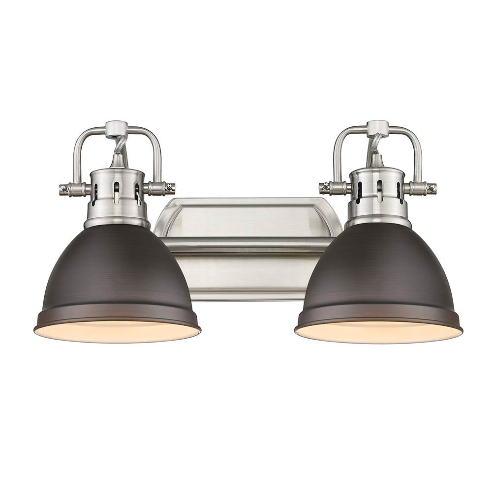 Golden Lighting Duncan Yep By Golden Lighting Duncan 2-light Vanity In Aged Brass And Rubbed Bronze Shade