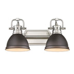 Golden Lighting Duncan Yep By Golden Lighting Duncan 2-light Vanity In Aged Brass And Rubbed Bronze Shade