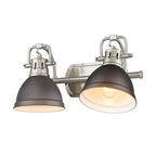 Golden Lighting 3602-BA2 PW-RBZ Pewter Yep By Golden Lighting Duncan 2-light Vanity In Pewter And Rubbed Bronze Shade Image 3