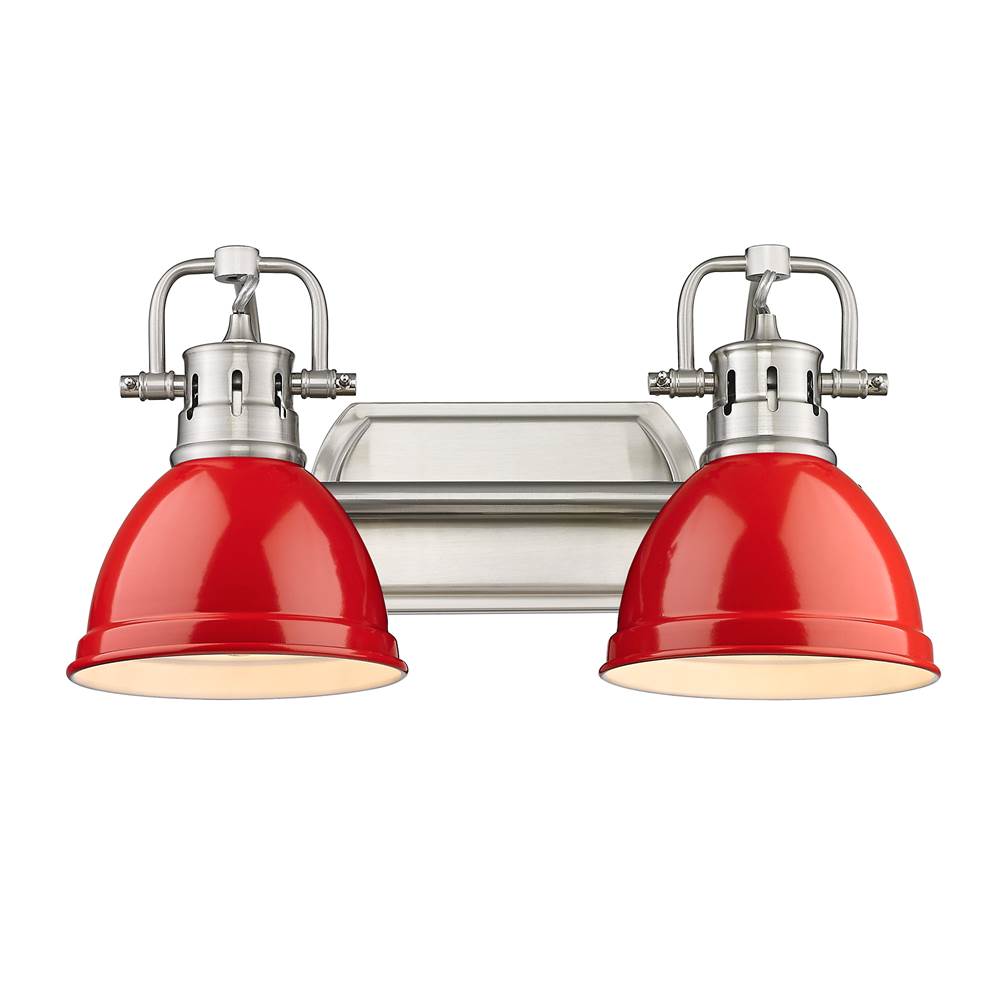 Golden Lighting Duncan Yep By Golden Lighting Duncan 2-light Vanity In Aged Brass And Red Shade