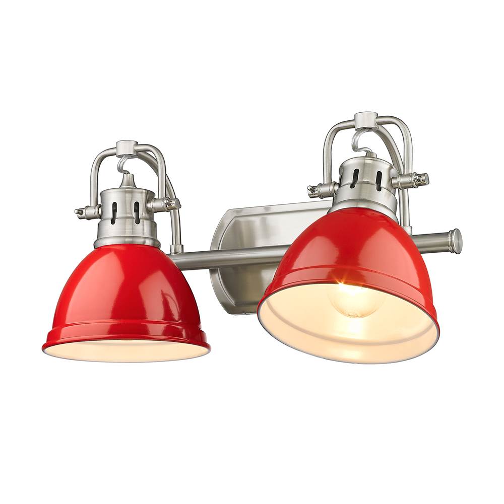 Golden Lighting 3602-BA2 PW-RD Pewter Yep By Golden Lighting Duncan 2-light Vanity In Pewter And Red Shade Image 3