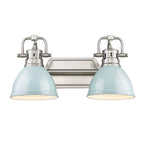Golden Lighting Duncan Yep By Golden Lighting Duncan 2-light Vanity In Aged Brass And Seafoam Shade