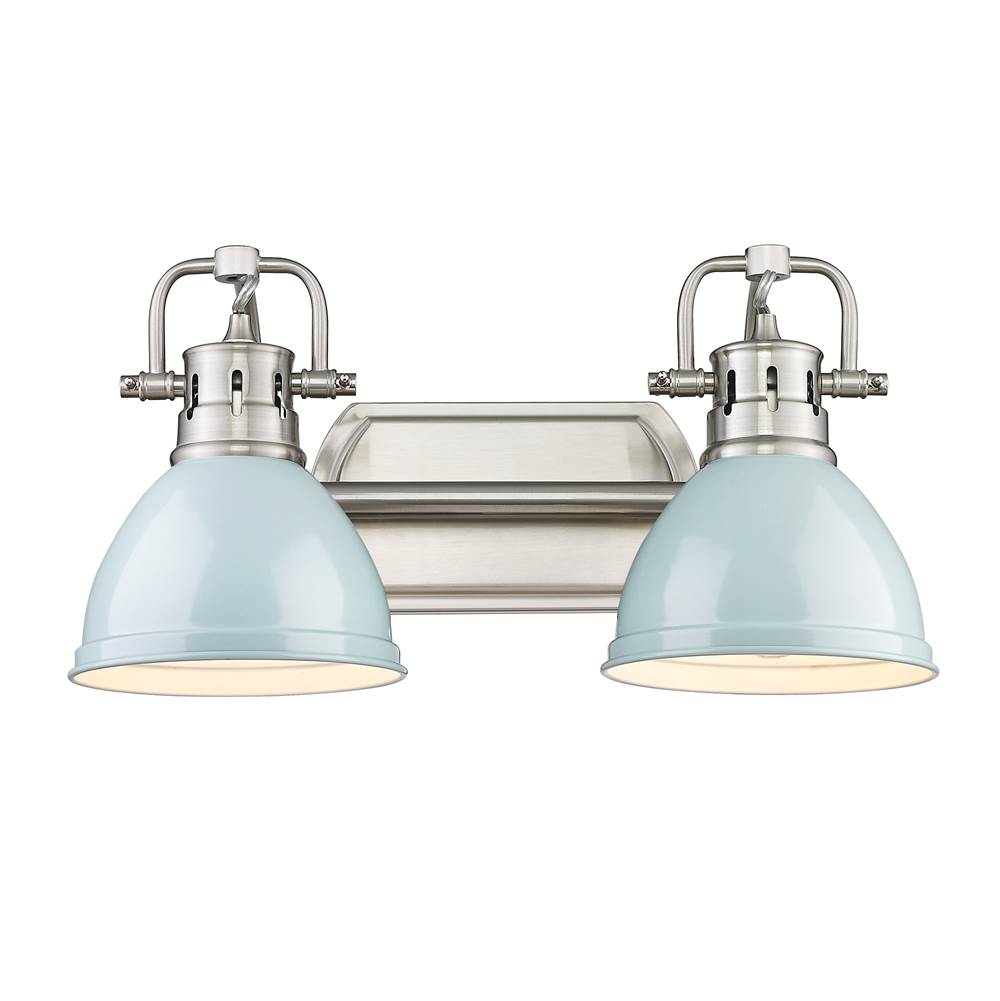 Golden Lighting Duncan Yep By Golden Lighting Duncan 2-light Vanity In Aged Brass And Seafoam Shade