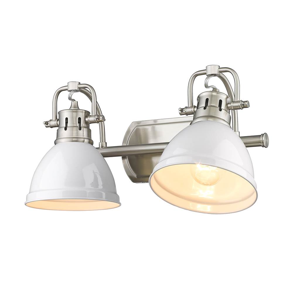 Golden Lighting 3602-BA2 PW-WH Pewter Yep By Golden Lighting Duncan 2-light Vanity In Pewter And White Shade Image 3