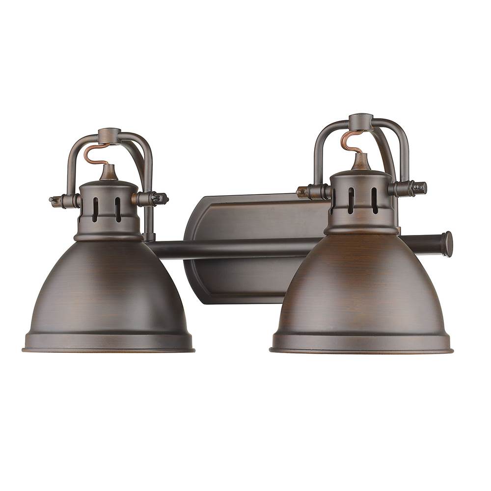Golden Lighting Duncan Yep By Golden Lighting Duncan 2-light Vanity In Aged Brass And Rubbed Bronze Shade