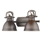 Golden Lighting Duncan Yep By Golden Lighting Duncan 2-light Vanity In Aged Brass And Rubbed Bronze Shade