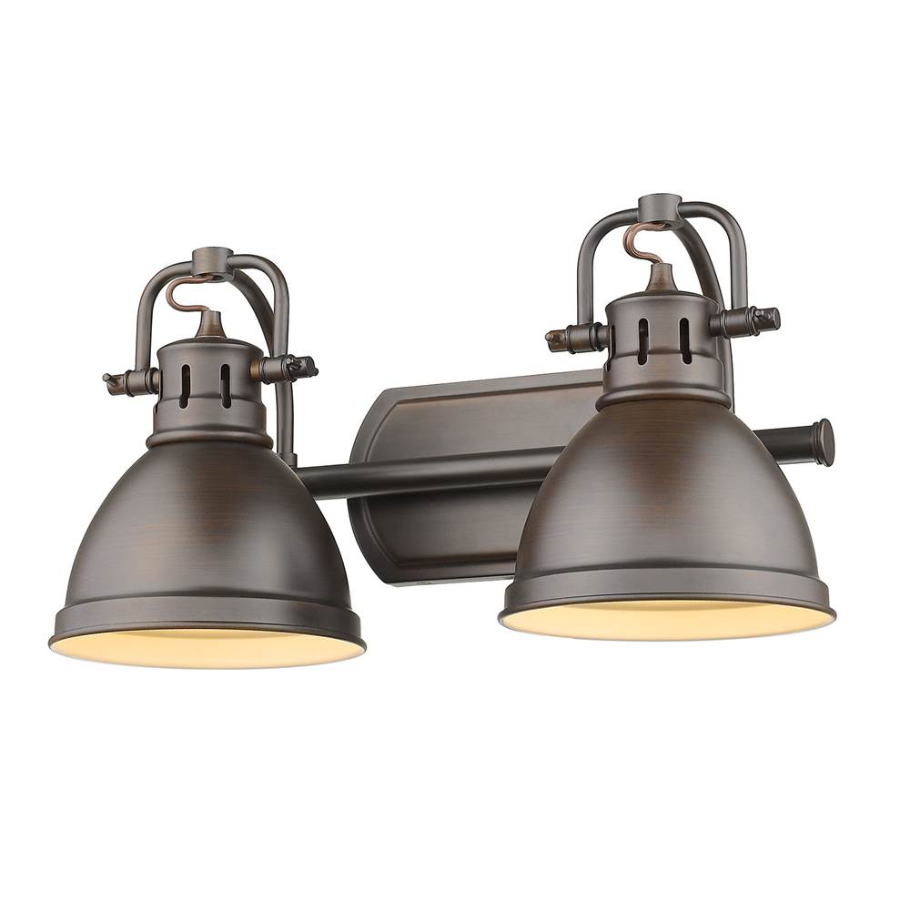Golden Lighting 3602-BA2 RBZ-RBZ Rubbed Bronze Yep By Golden Lighting Duncan 2-light Vanity In Rubbed Bronze And Rubbed Bronze Shade Image 3