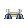 Golden Lighting 3602-BA2 AB-NVY Aged Brass Yep By Golden Lighting Duncan 2-light Vanity In Aged Brass And Navy Blue Shade Image 1