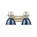 Golden Lighting 3602-BA2 AB-NVY Aged Brass Yep By Golden Lighting Duncan 2-light Vanity In Aged Brass And Navy Blue Shade Image 1