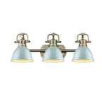 Golden Lighting Duncan Bcb Yep By Golden Lighting Duncan 3-light Vanity In Aged Brass And Seafoam Shade