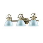 Golden Lighting 3602-BA3 AB-SF Aged Brass Yep By Golden Lighting Duncan 3-light Vanity In Aged Brass And Seafoam Shade Image 2