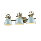 Golden Lighting 3602-BA3 AB-SF Aged Brass Yep By Golden Lighting Duncan 3-light Vanity In Aged Brass And Seafoam Shade Image 1