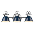 Golden Lighting Duncan Bcb Yep By Golden Lighting Duncan 3-light Vanity In Aged Brass And Navy Blue Shade