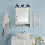 Golden Lighting 3602-BA3 CH-NVY Chrome Yep By Golden Lighting Duncan 3-light Vanity In Chrome And Navy Blue Shade Image 3