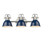 Golden Lighting Duncan Bcb Yep By Golden Lighting Duncan 3-light Vanity In Aged Brass And Navy Blue Shade