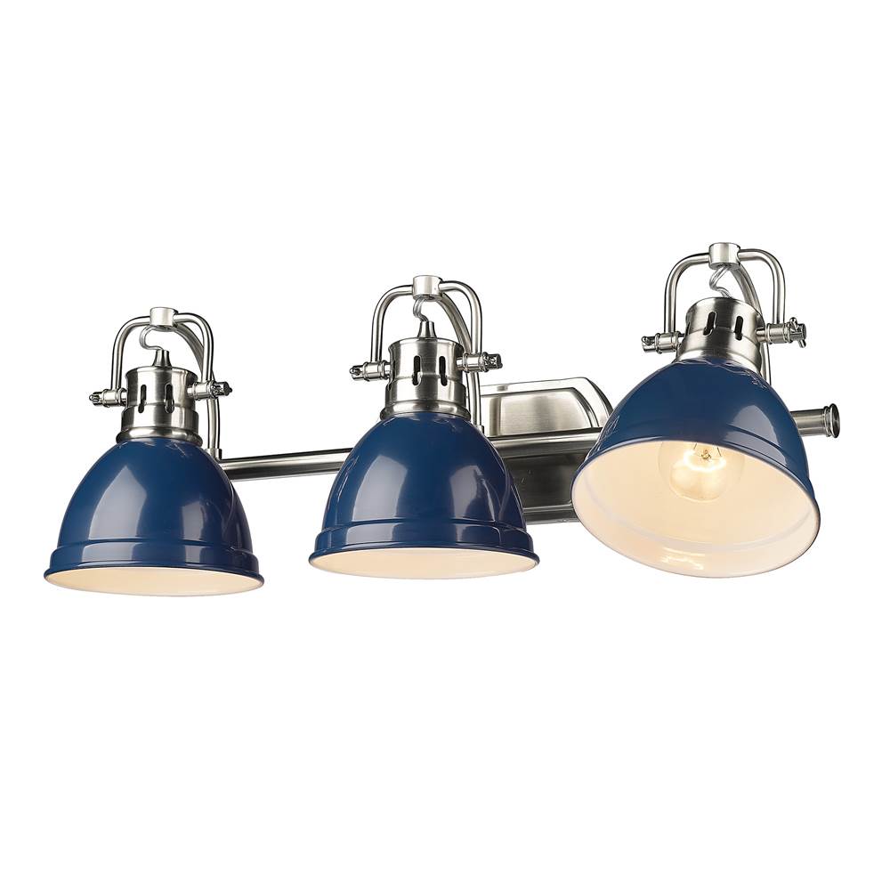 Golden Lighting 3602-BA3 PW-NVY Pewter Yep By Golden Lighting Duncan 3-light Vanity In Pewter And Navy Blue Shade Image 4
