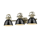 Golden Lighting 3602-BA3 AB-BK Aged Brass Yep By Golden Lighting Duncan 3-light Vanity In Aged Brass And Black Shade Image 1