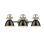 Golden Lighting Duncan Bcb Yep By Golden Lighting Duncan 3-light Vanity In Aged Brass And Black Shade