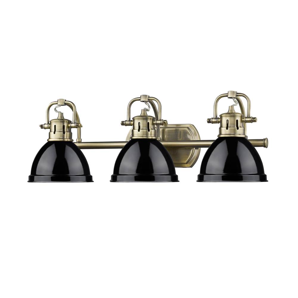 Golden Lighting 3602-BA3 AB-BK Aged Brass Yep By Golden Lighting Duncan 3-light Vanity In Aged Brass And Black Shade Image 2