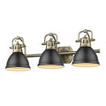 Golden Lighting 3602-BA3 AB-BLK Aged Brass Yep By Golden Lighting Duncan 3-light Vanity In Aged Brass And Matte Black Shade Image 1